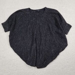 COS Women's XS Grey Wool Linen Short Sleeve Round Hem Batwing Drape Sweater Top